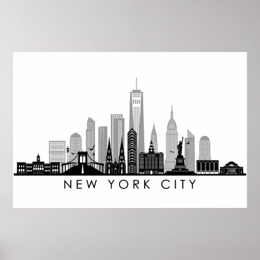 Poster NEW YORK Manhattan USA City Skyline (Devant)