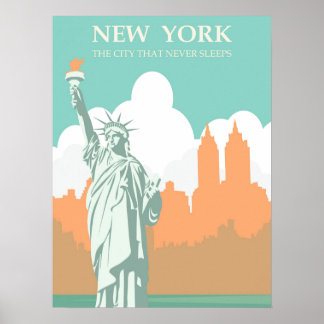 Poster New York ne dort jamais Vintage