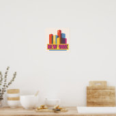 Poster New York | Neon Skyline (Cuisine)