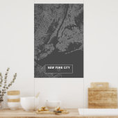 Poster New York, New York (blanc sur noir) (Cuisine)