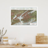 Poster New York, NY Carte panoramique - 1907 (Cuisine)