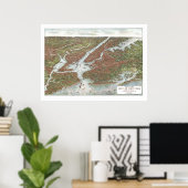 Poster New York, NY Carte panoramique - 1907 (Bureau à domicile)