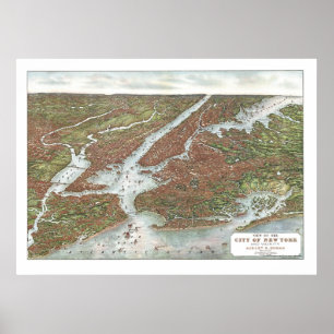 Poster New York, NY Carte panoramique - 1907