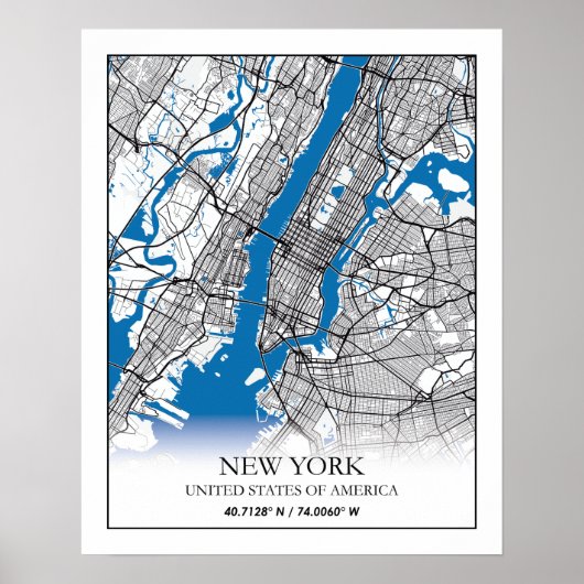 Poster New York NY USA Travel City Map (Devant)