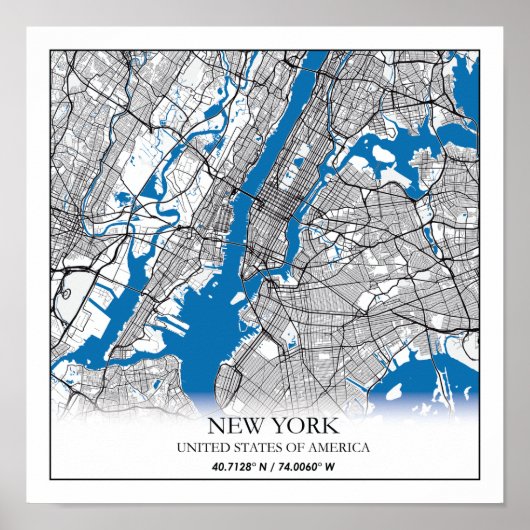 Poster New York NY USA Travel City Map (Devant)