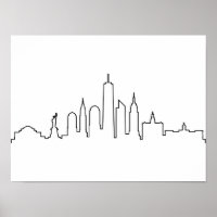 NEW YORK NYC Manhattan USA City Skyline Silhouette