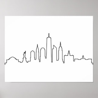 Poster NEW YORK NYC Manhattan USA City Skyline Silhouette
