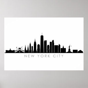 Poster NEW YORK NYC Manhatten USA City Skyline Silhouette