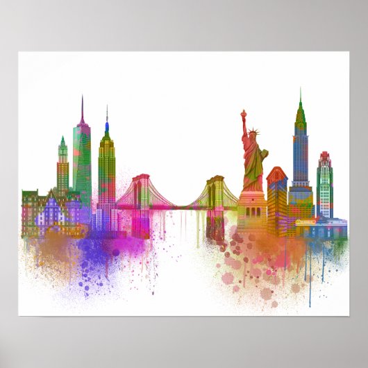 Poster New York Skyline - Arc en ciel (Devant)