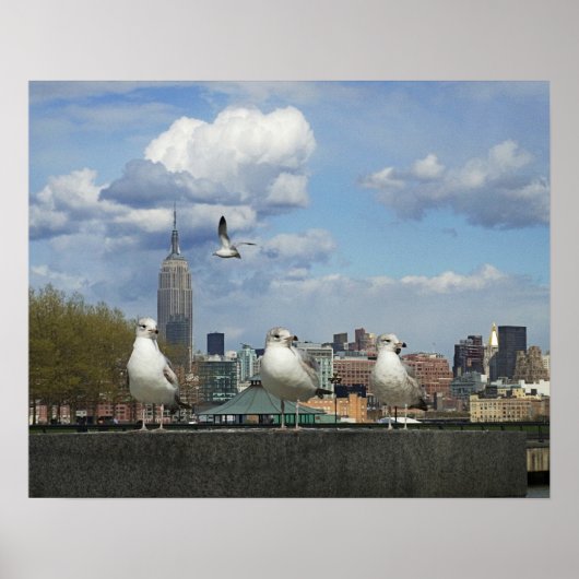 Poster New York Skyline avec mouettes (Devant)