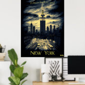 Poster New York Skyline - Charcoal Monochrome Art - Urban (Bureau à domicile)