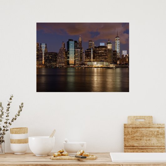 Poster New York Skyline la nuit (Cuisine)