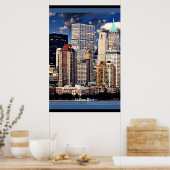Poster New York Skyline, Voilier sur la rivière Hudson (Cuisine)
