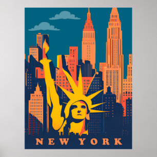 Poster New York, Statue De La Liberté, Voyage