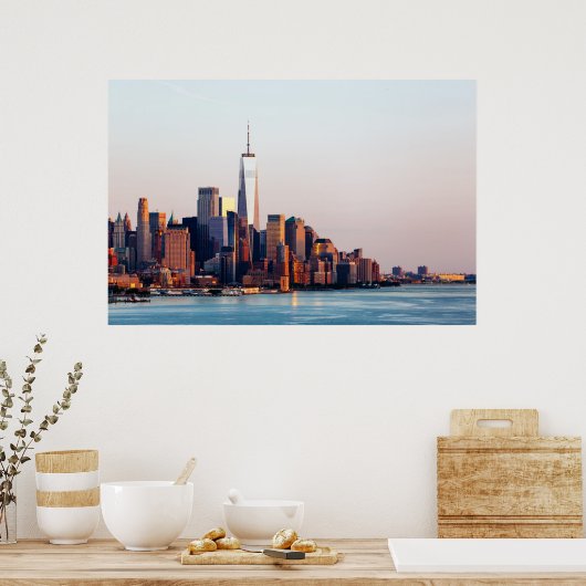 Poster New York Sunset Skyline Vue du World Trade Center (Cuisine)