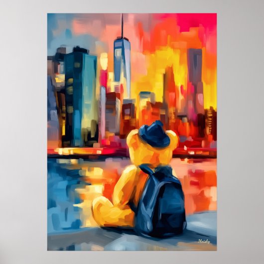 Poster New York Teddy Fauvist Manhattan Skyline Print (Devant)