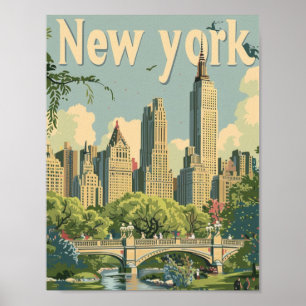 Poster New York USA Vintage célèbre Travel Place