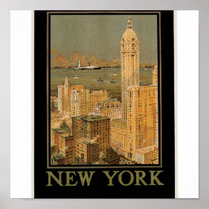 Poster New York vintage de Glasgow par la ligne d'Ancre