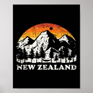 Poster New Zealand Mountain Hiker Gift New Zealand 