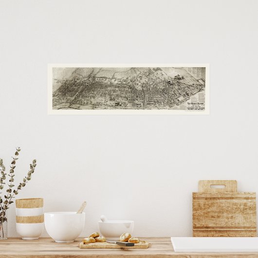 Poster Newark, NJ Panoramic Map - 1907 (Cuisine)