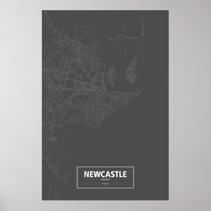 Poster Newcastle, Australie (blanche sur le noir)