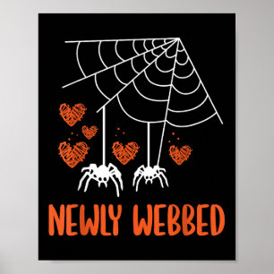 Poster Newly Webbed Halloween Newlywed Bride And Groom We