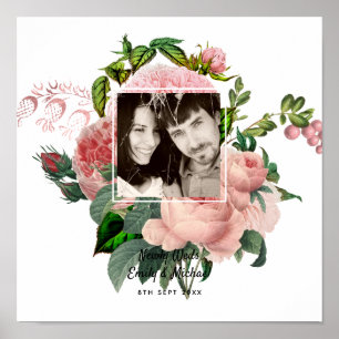 Poster Newlywed Blush Pink Roses Botanical Floral