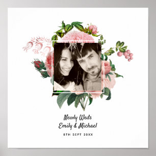 Poster Newlywed Blush Pink Roses Botanical Floral