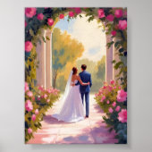 Poster Newlyweds Bride & Groom Wedding Painting (Devant)