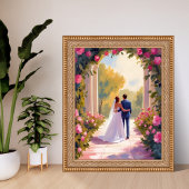 Poster Newlyweds Bride & Groom Wedding Painting