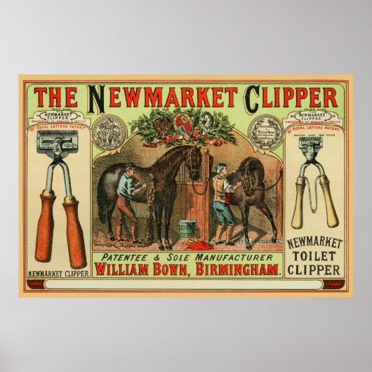Poster Newmarket Clipper Horse publicité publicité et Vin (Devant)