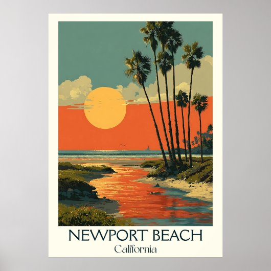 Poster Newport Beach California Art | Côte haut (Devant)
