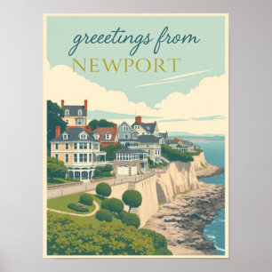 Poster Newport, Rhode Island Manoirs de Cliff Walk Vinta