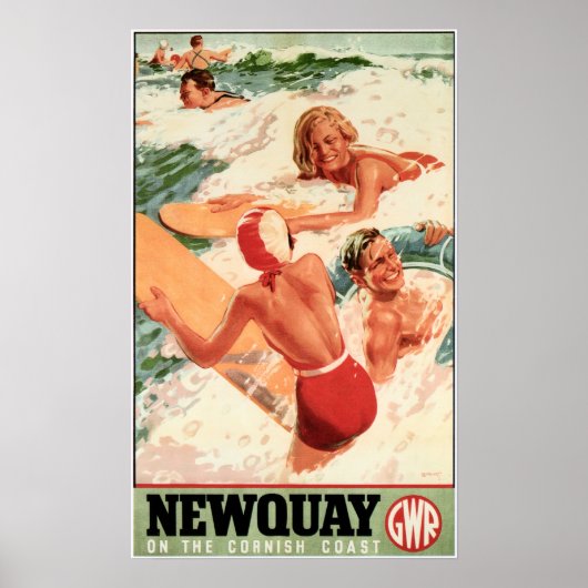 Poster NEWQUAY Anglais Cornish Coast GWR Railways Travel (Devant)
