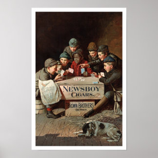 Poster Newsboy Cigars, 1894. Publicité vintage