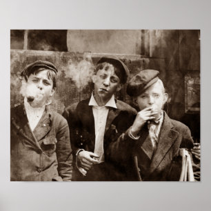 Poster Newsboys Smoking - 1910 Photo Travail des enfants