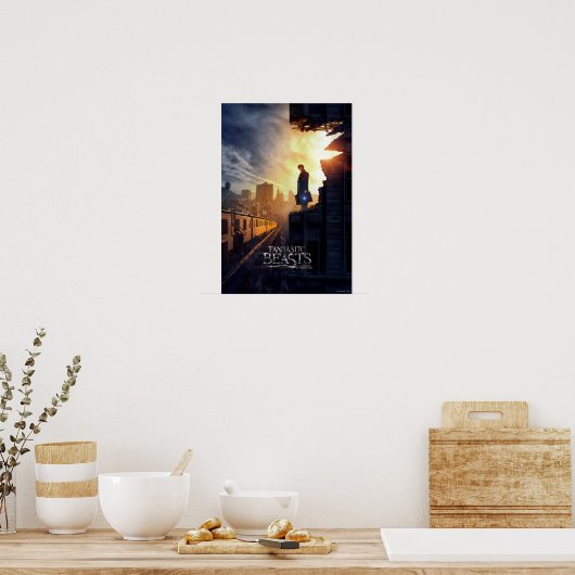 Poster NEWT SCAMANDER™ dans un bâtiment détruit (Cuisine)