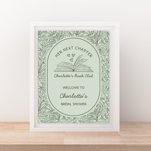 Poster Next Chapter Book Theme Bridal Shower Welcome