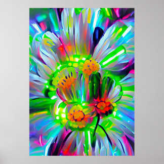 Poster Nez des marguerites Abstraites aux couleurs vives