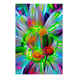Poster Nez des marguerites Abstraites aux couleurs vives