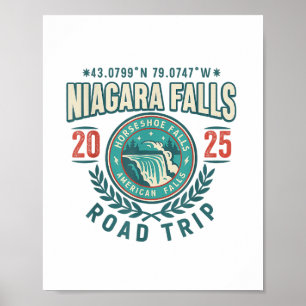 Poster Niagara Falls 2025 Coordonnées Voyage routier Souv