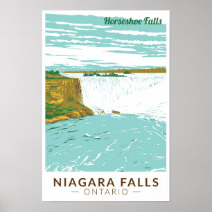 Poster Niagara Falls Horseshoe Falls Travel Art Vintage