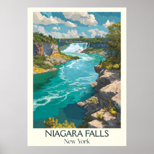 Poster Niagara Falls New York Vintage Waterfall Art