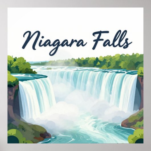 Poster Niagara Falls Painterly Landscape Illustration (Devant)