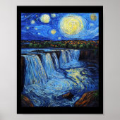 Poster Niagara Falls - Van Gogh Style - Starry Night  (Devant)