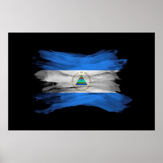 Poster Nicaragua flag brush stroke, national flag (Devant)
