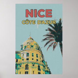 Poster Nice Côte d'Azur Negresco illustration France