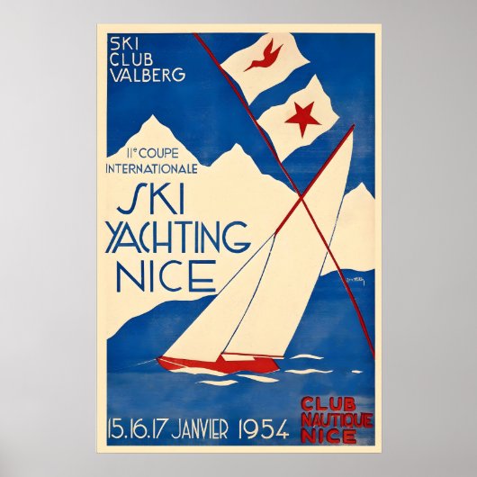 Poster Nice Côte d'Azur Ski Yachting Voile Mer (Devant)