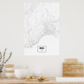 Poster Nice, France (noir sur blanc) (Cuisine)