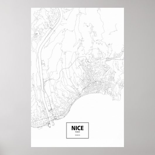 Poster Nice, France (noir sur blanc) (Devant)